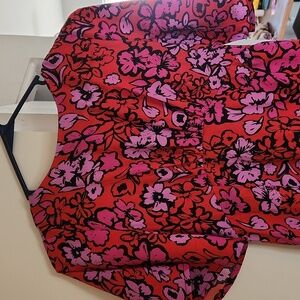 Influenve Red and Purple Floral Midi Dress Size UK 6 US 2